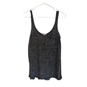 Charlotte Russe Womens Black Heathered Knit Tank Top With Scoop Neck & Pocket Si